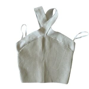 Aritzia Babaton Cream Sculpt Crossover Crop Top XS